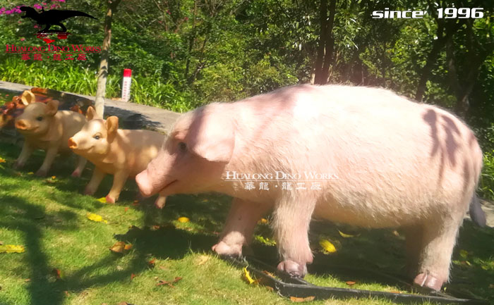 園林景觀裝飾大型玻璃鋼仿真動物母豬 豬仔模型